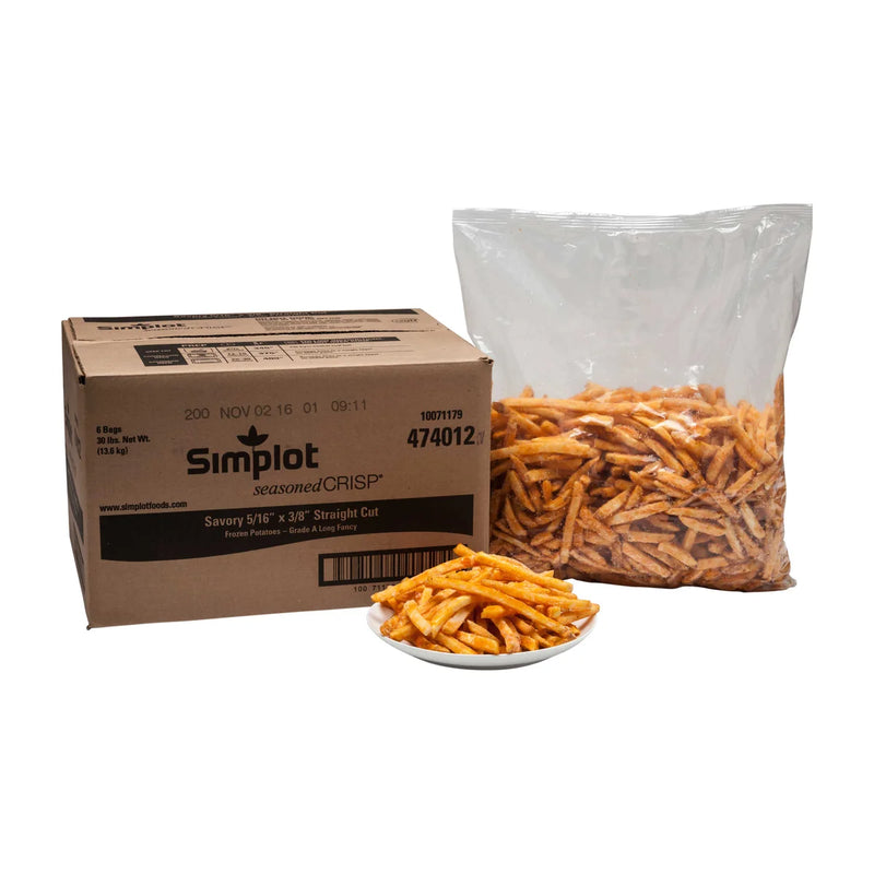 3/8" SEASONED BATTERED FRENCH FRIES - SIMPLOT - 6x5#