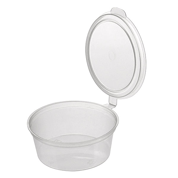 3oz PLASTIC SAUCE CUP W/ ATTACHED LID - APSIC - 1000pc
