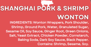 (W1) SHANGHAI PORK AND SHRIMP WONTON - CALI - 10x30pc