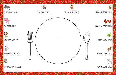 WHITE CHINESE ZODIAC PLACEMAT - 1000