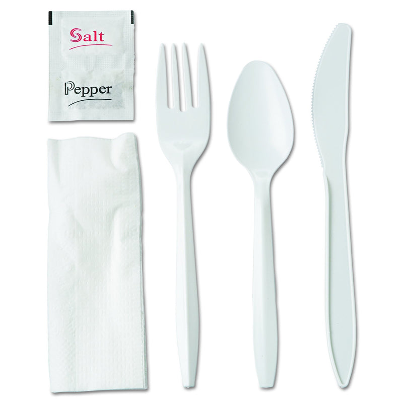 MEAL UTENSIL KIT TO GO - MED-HEAVY WHITE - 250pc